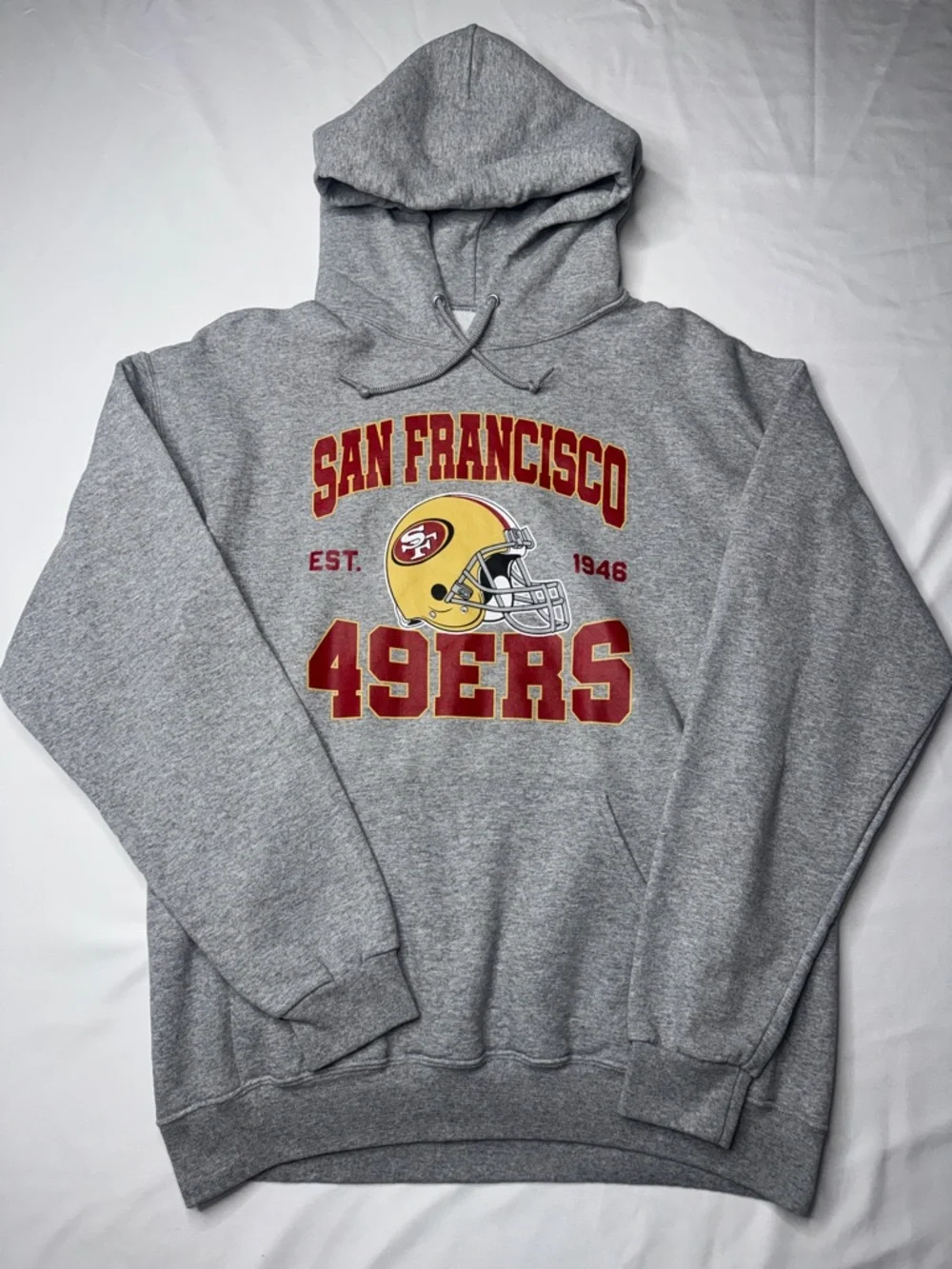 San Francisco 49ers NFL Team Apparel Pullover Hoodie Gray Est 1946 Large - Picture 1 of 5
